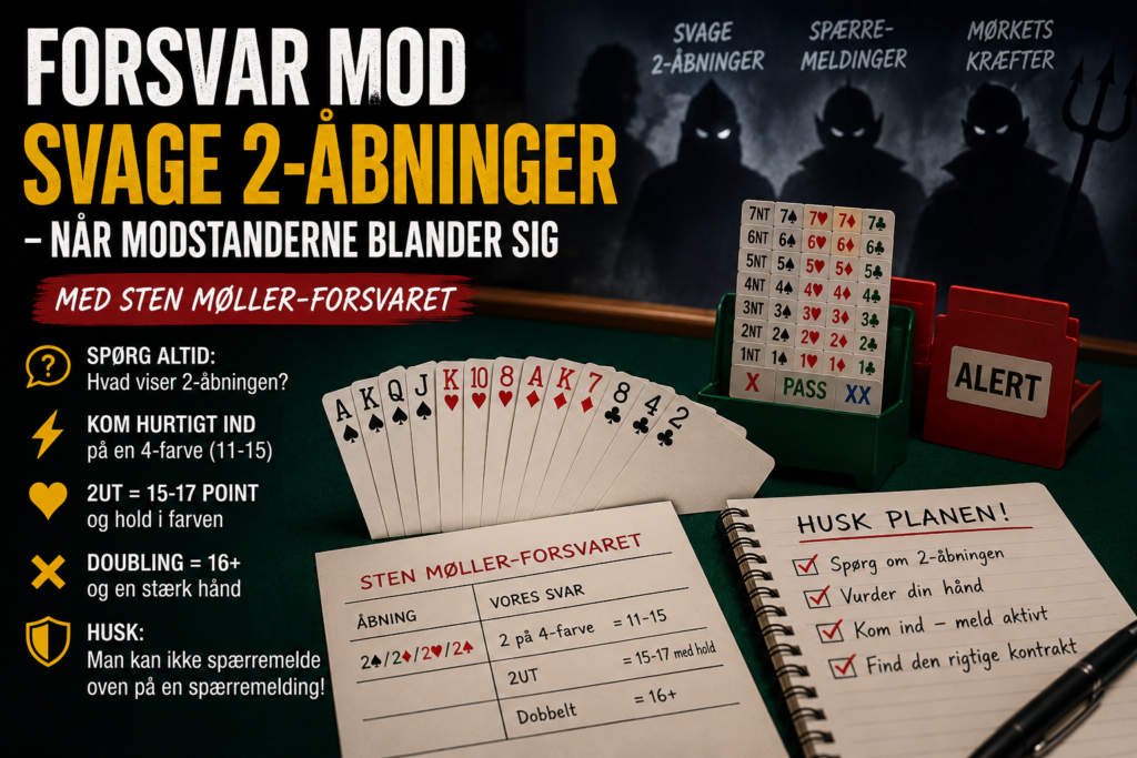 Forsvar mod svage 2-åbninger – bridgehænder fra undervisning med Ole